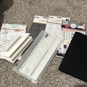 Planner Destash- stickers  and half letter Black Cover